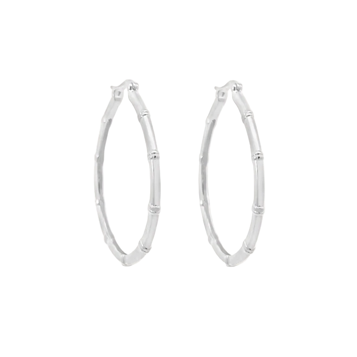 Silver hoop earrings on a white background