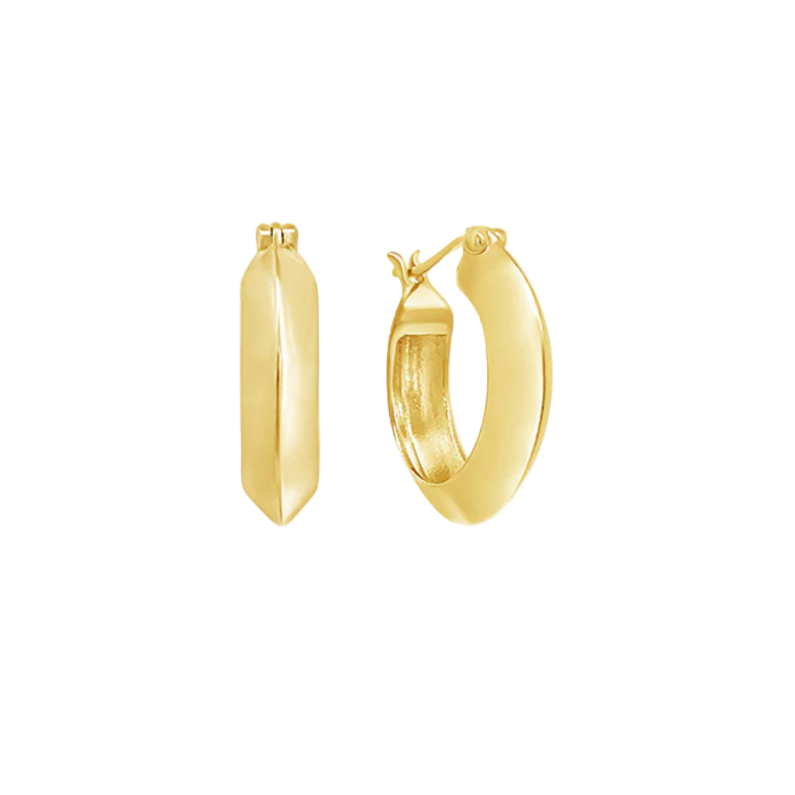 Gold hoop earrings on a white background