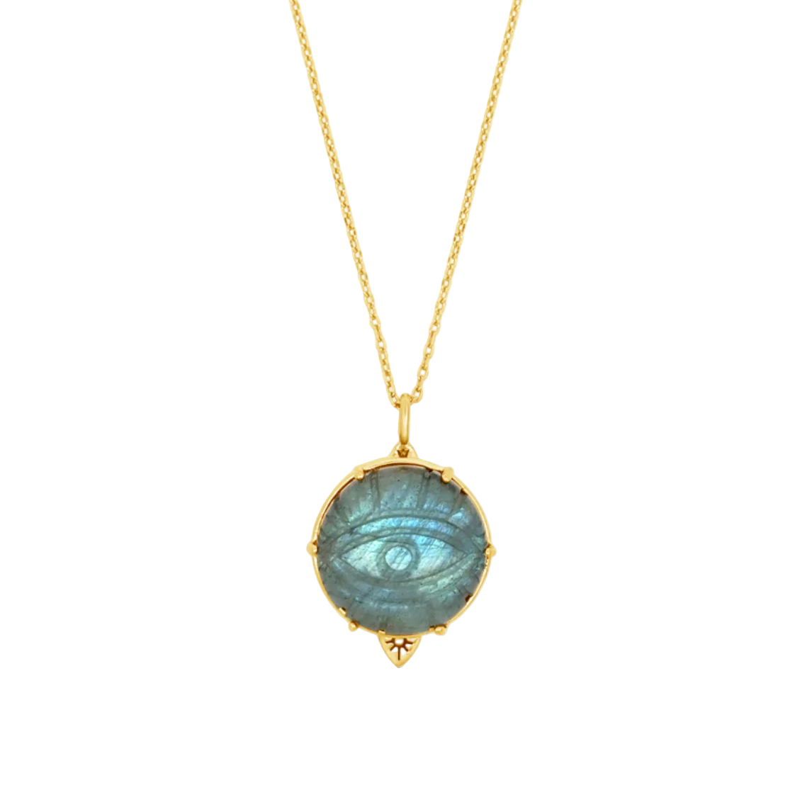 Necklace with a Labradorite pendant on a white background