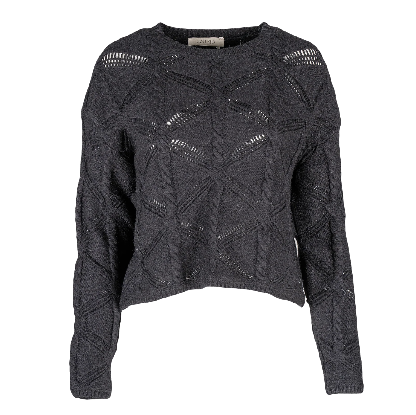 Astrid - Cable Knit Sweater - Black