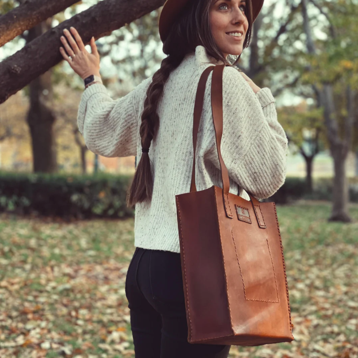 Beyond Borders Collective - Leather Tote Bag - Camel