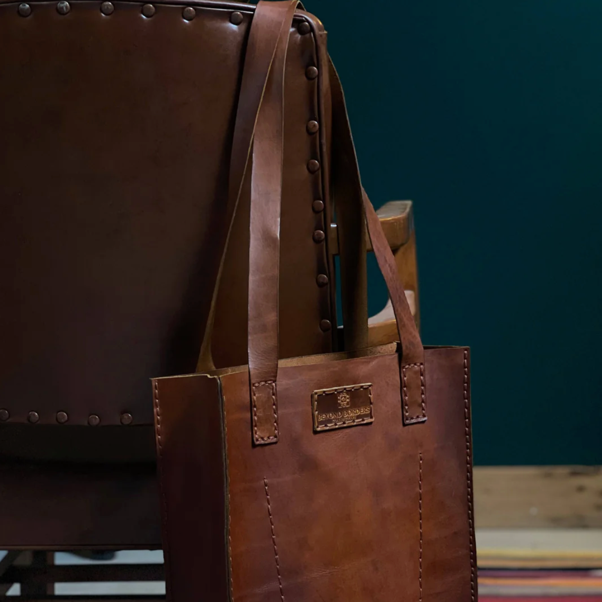 Beyond Borders Collective - Leather Tote Bag - Camel