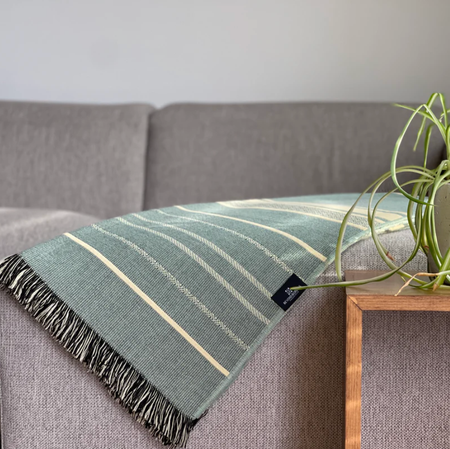 Beyond Borders Collective - Equinoccio Throw Blanket - Mint / Natural