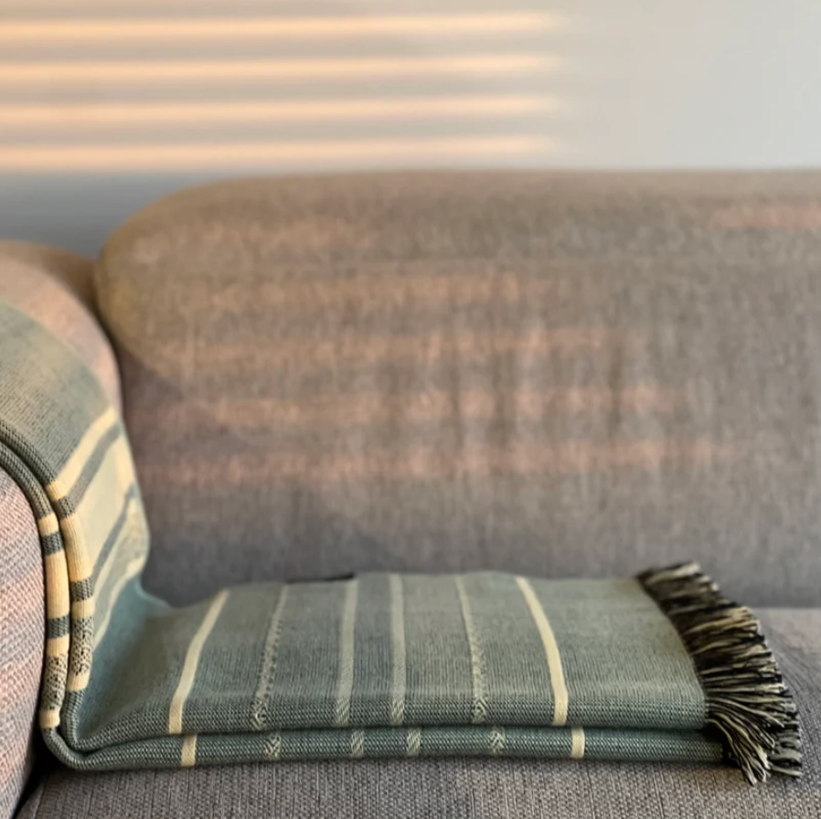 Beyond Borders Collective - Equinoccio Throw Blanket - Mint / Natural