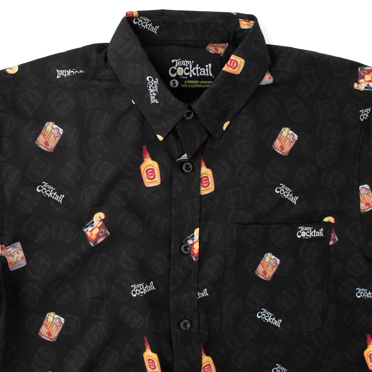 Team Cocktail - Old Fashioned Bourbon Unisex Button Up - Black