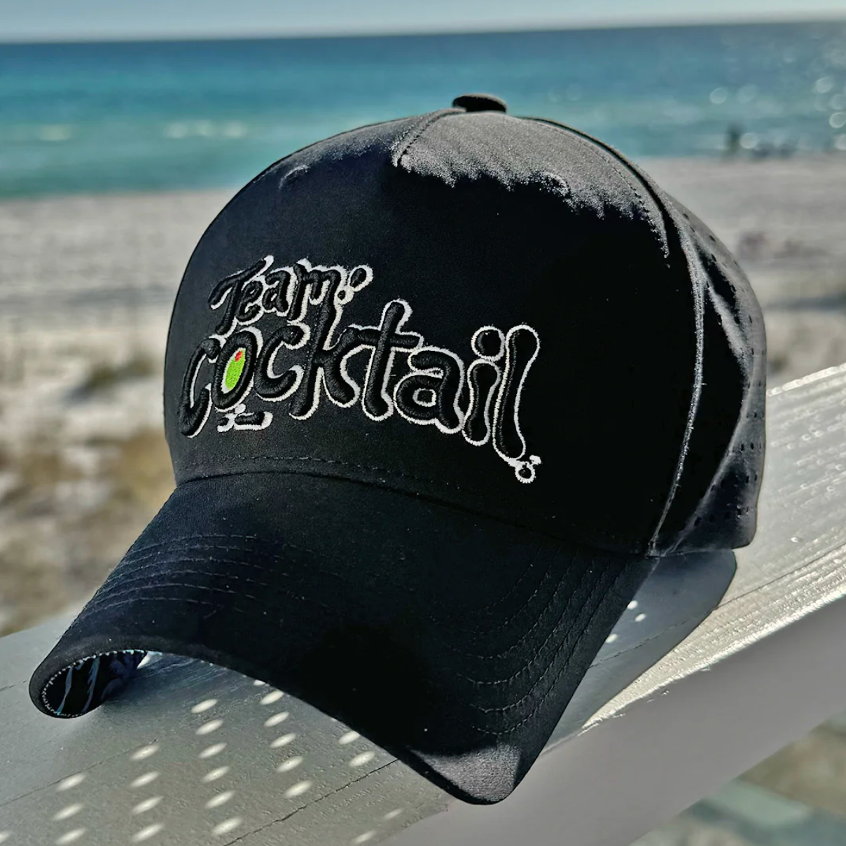 Team Cocktail - Logo w/ Tropical Buckets Performance Hat - Black