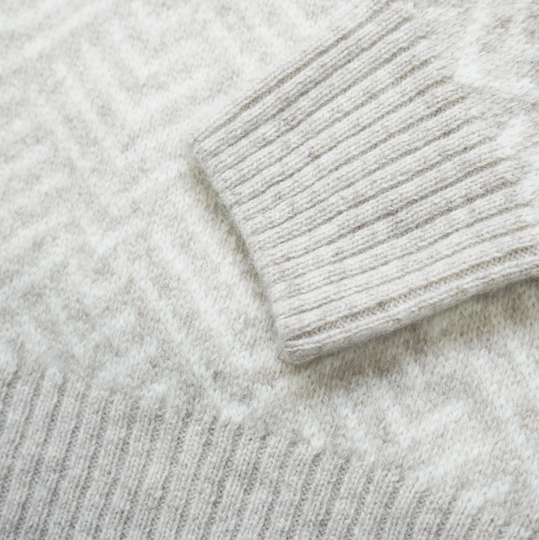 Benson - Brisco Jacquard Crewneck Sweater - Beige / Cream