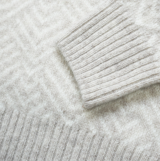 Benson - Brisco Jacquard Crewneck Sweater - Beige / Cream