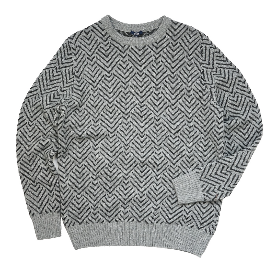 Benson - Brisco Jacquard Crewneck Sweater - Light Grey / Charcoal