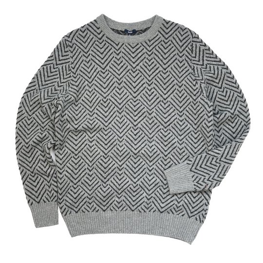 Benson - Brisco Jacquard Crewneck Sweater - Light Grey / Charcoal