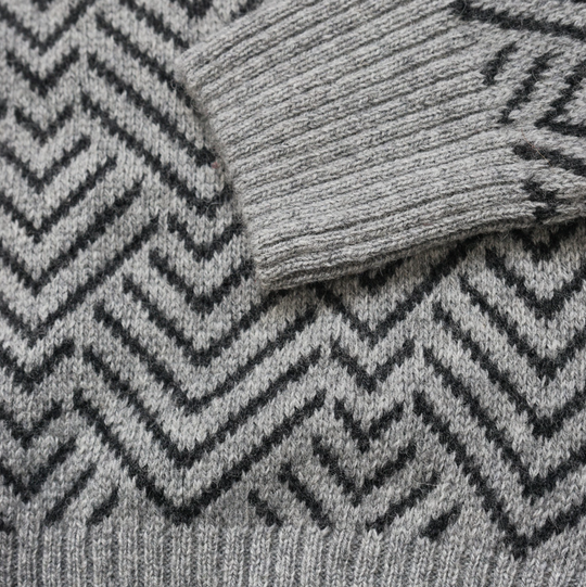 Benson - Brisco Jacquard Crewneck Sweater - Light Grey / Charcoal