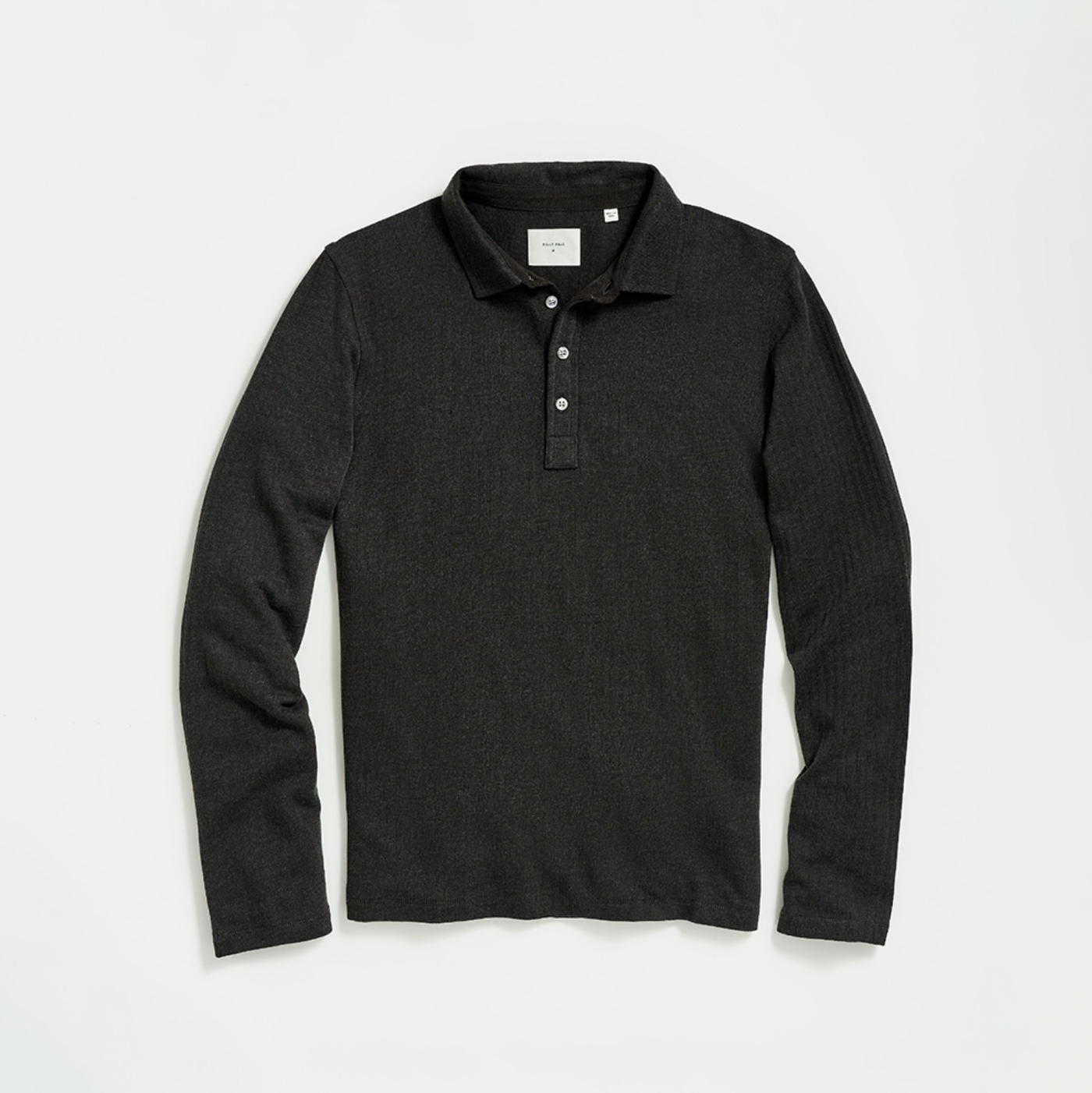 Billy Reid - Long Sleeve Herringbone Polo - Jet Black