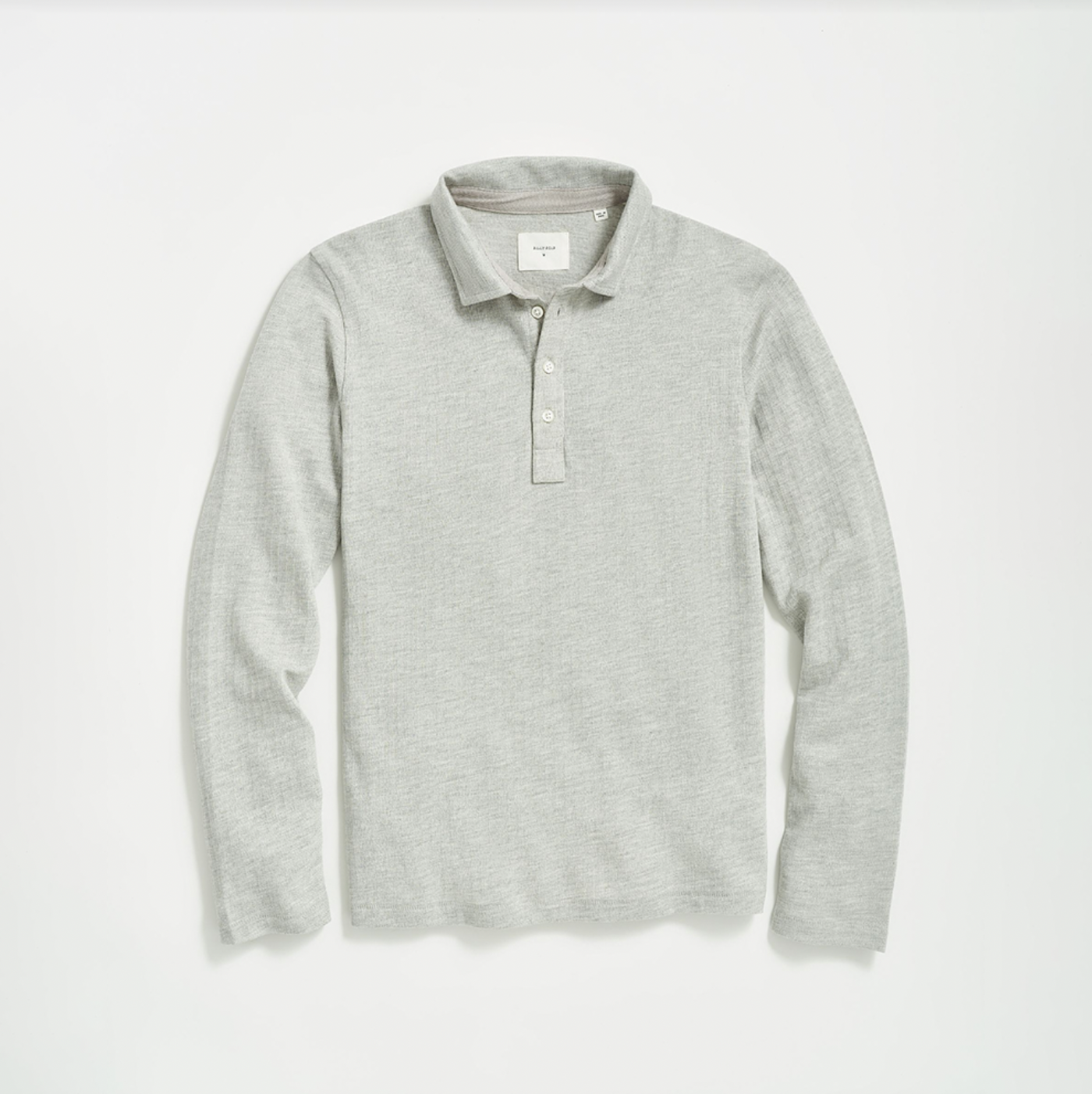 Billy Reid - Long Sleeve Herringbone Polo - Light Grey