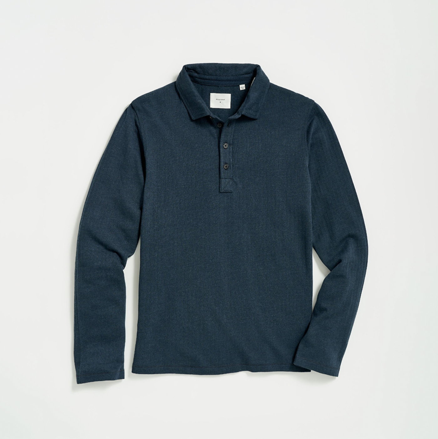 Billy Reid - Long Sleeve Herringbone Polo - Navy