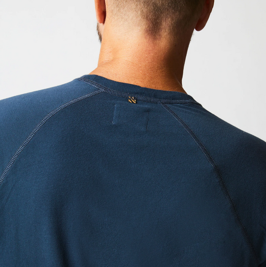 Billy Reid - Long Sleeve Sueded Cotton Crew - Carbon Blue