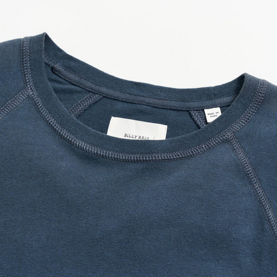 Billy Reid - Long Sleeve Sueded Cotton Crew - Carbon Blue