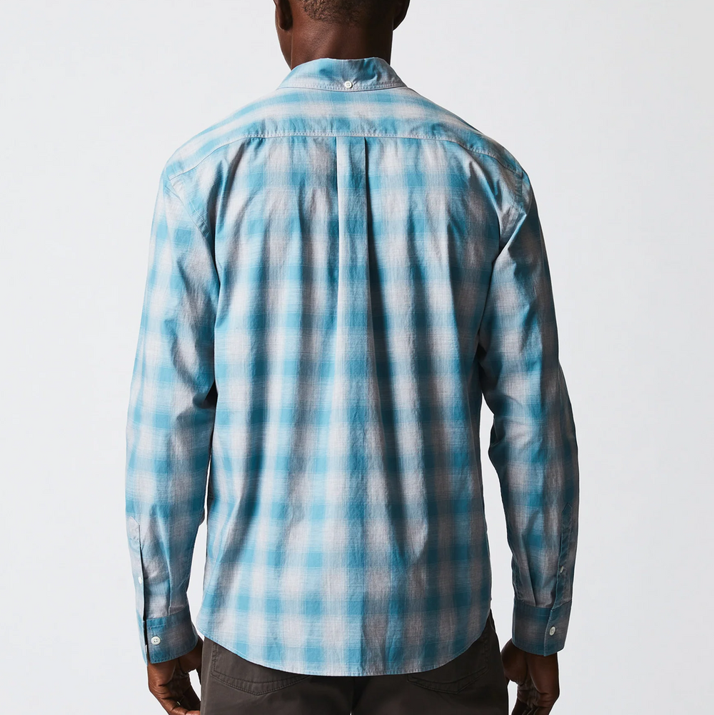 Billy Reid - Melange Shadow Plaid Tuscumbia Shirt - Grey / Smoke Blue