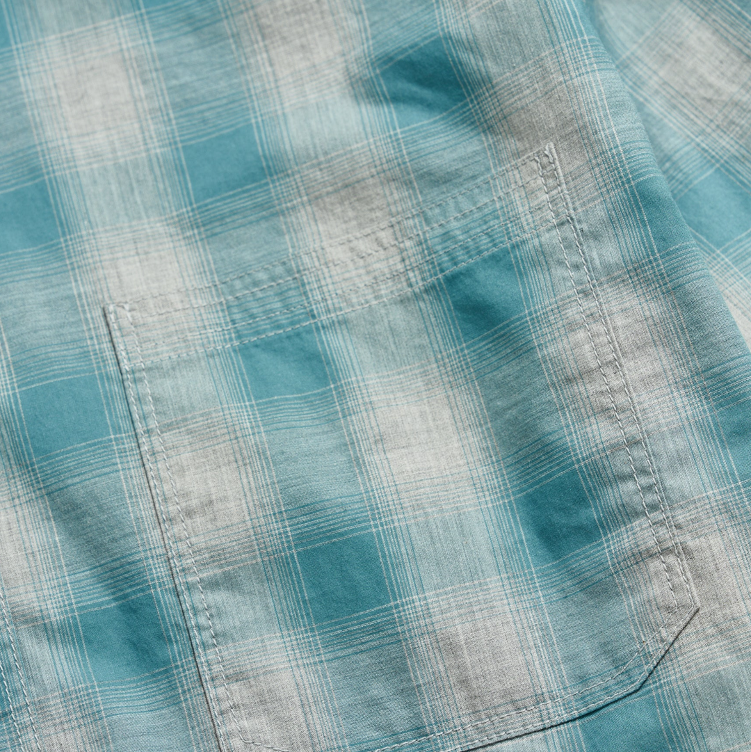 Billy Reid - Melange Shadow Plaid Tuscumbia Shirt - Grey / Smoke Blue