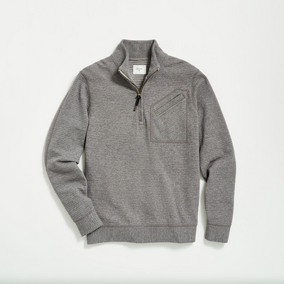 Billy Reid - Quilted Half Zip - Medium Grey