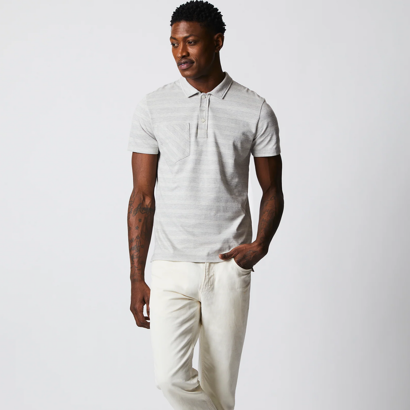 Billy Reid - Shadow Stripe Polo - Natural