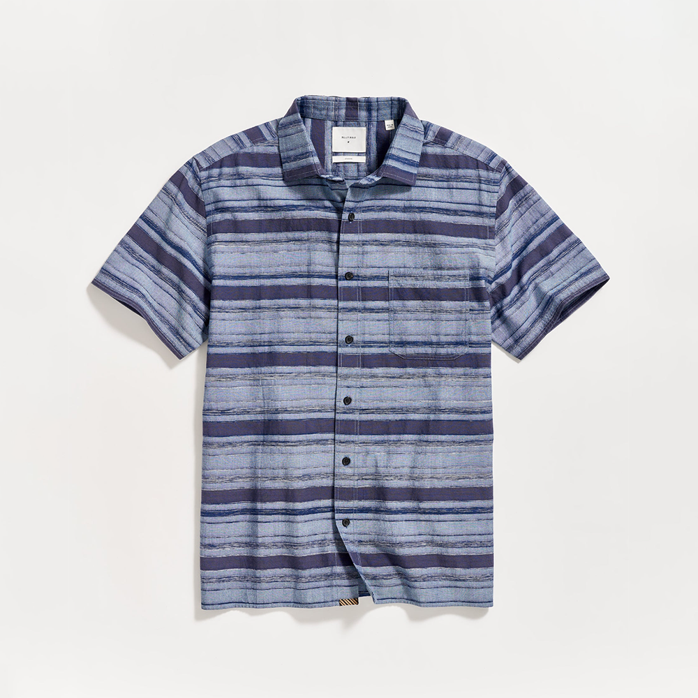 Billy Reid - Short Sleeve Treme Block Shirt - Navy / Blue
