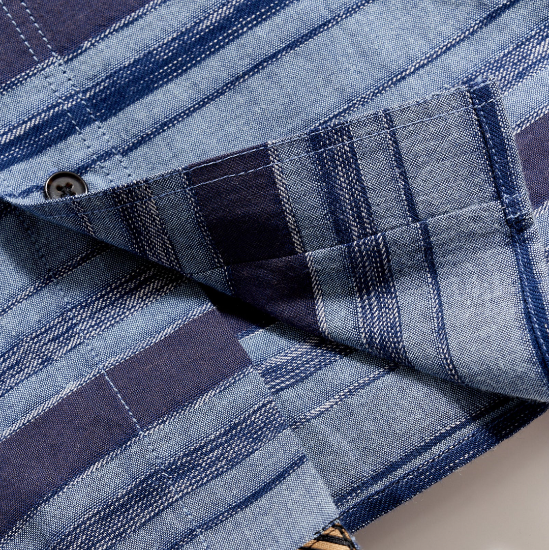 Billy Reid - Short Sleeve Treme Block Shirt - Navy / Blue
