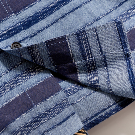 Billy Reid - Short Sleeve Treme Block Shirt - Navy / Blue