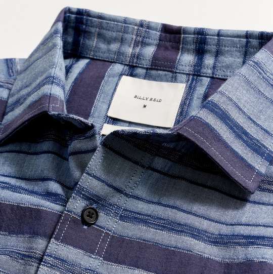 Billy Reid - Short Sleeve Treme Block Shirt - Navy / Blue