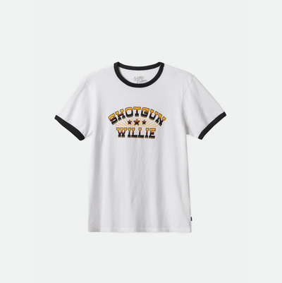 Brixton - Willie Nelson Shotgun Short Sleeve Ringer Tee - White