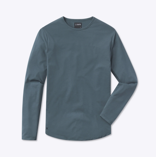 Cuts - AO Long Sleeve Curve-Hem Tee - Petrol