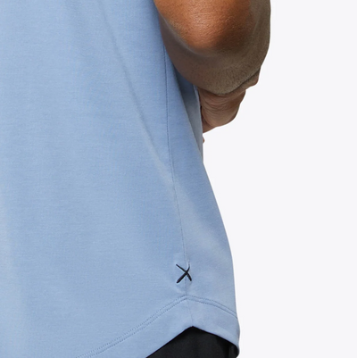 Cuts - Crew Curve-Hem Short Sleeve Henley - Infinity Blue