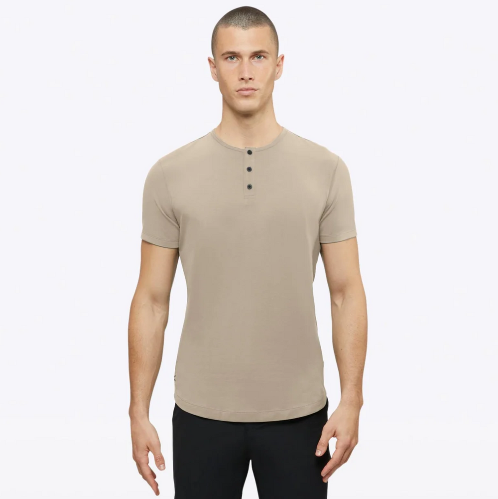 Cuts - Crew Curve-Hem Short Sleeve Henley - Stone