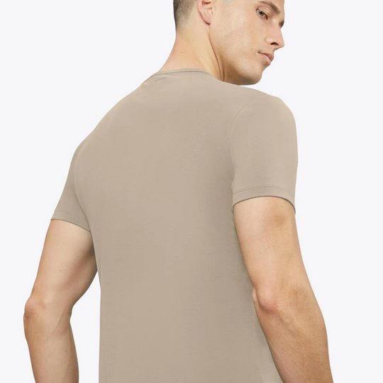 Cuts - Crew Curve-Hem Short Sleeve Henley - Stone