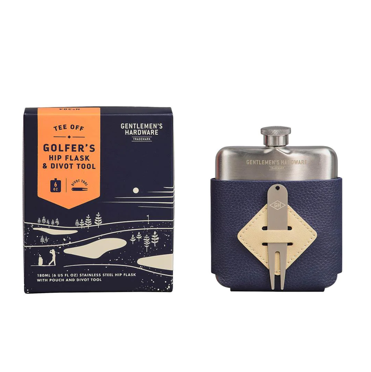 Gentlemen's Hardware - Golfer's Hip Flask & Divot Tool Set