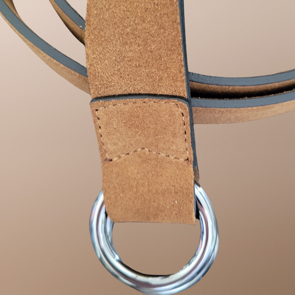 Jerry Kaye - Textured Suede Round Ring Belt - Cognac