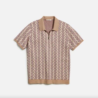 Marine Layer - Bryson Zip Sweater Polo - Warm Geo Print