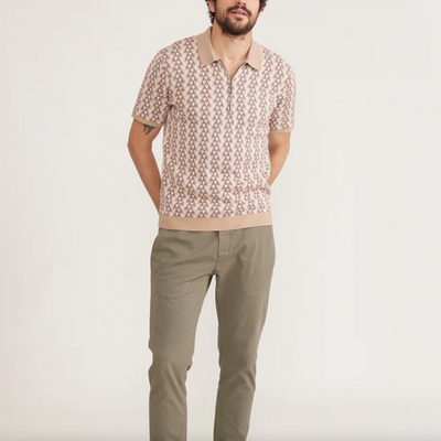 Marine Layer - Bryson Zip Sweater Polo - Warm Geo Print
