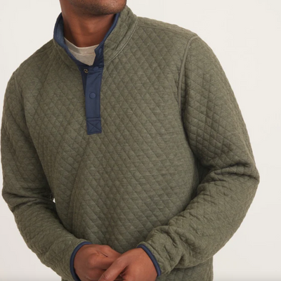 Marine Layer - Corbet Reversible Pullover - Navy / Olive Heather