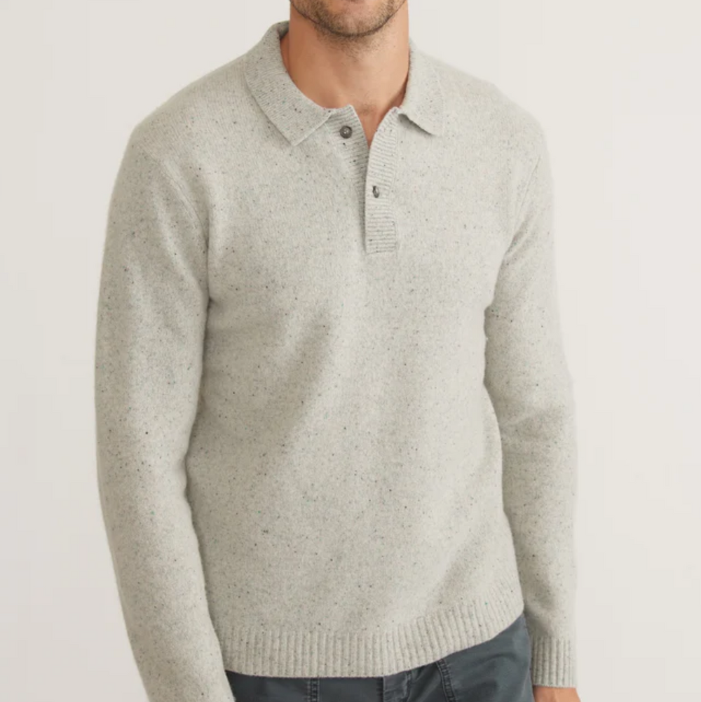 Marine Layer - Henry Sweater Polo - Natural Neps