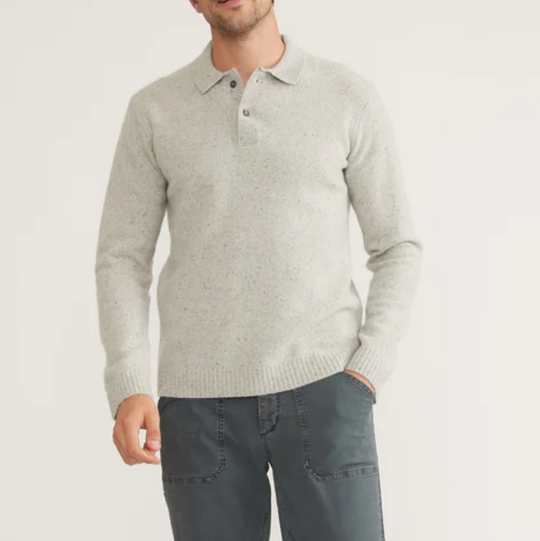 Marine Layer - Henry Sweater Polo - Natural Neps
