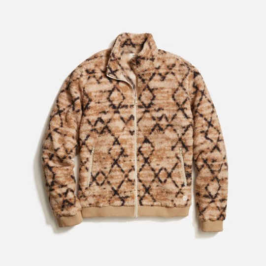 Marine Layer - Mason Sherpa Full-Zip Jacket - Tan Geo Print