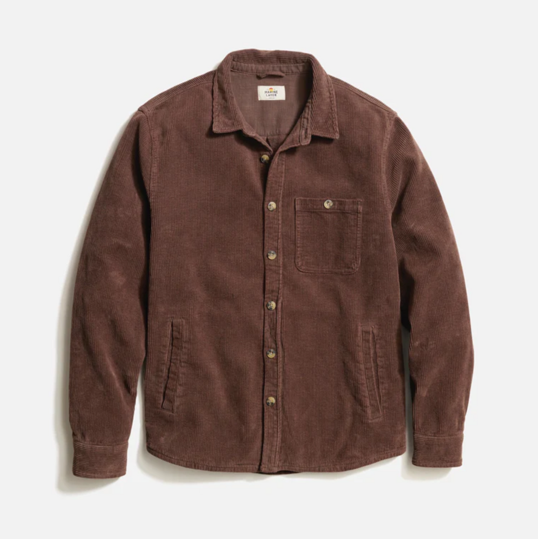 Marine Layer - Max Broken In Corduroy Overshirt - Chocolate