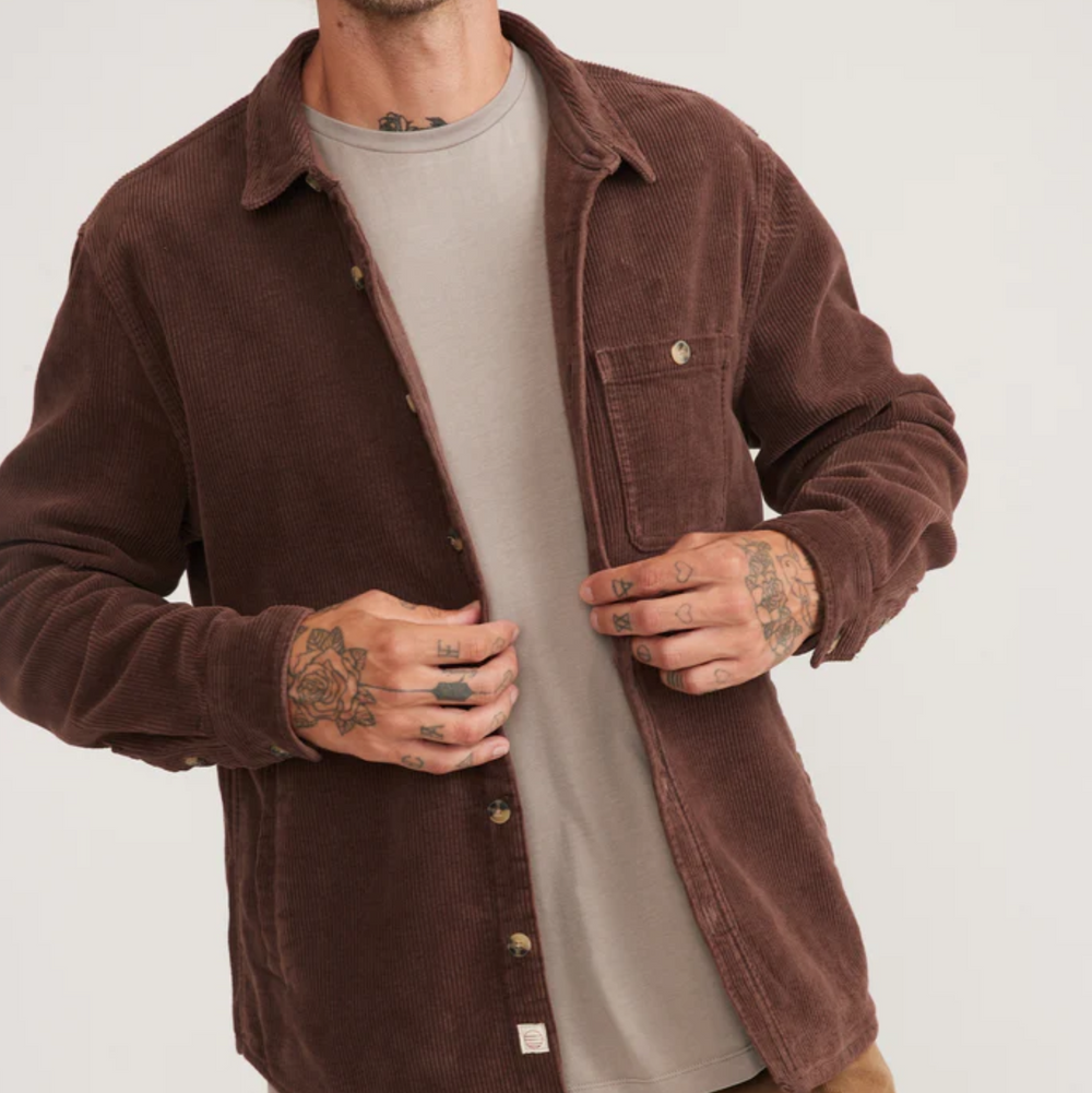Marine Layer - Max Broken In Corduroy Overshirt - Chocolate