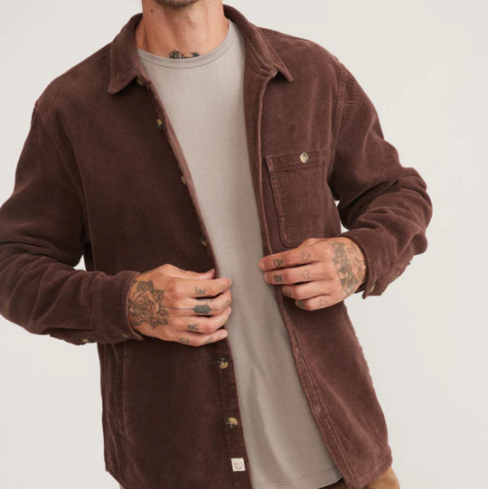 Marine Layer - Max Broken In Corduroy Overshirt - Chocolate