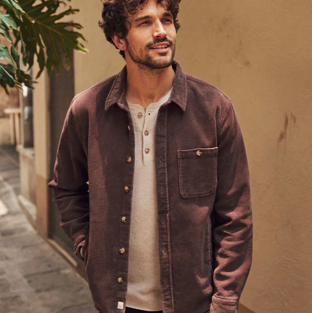 Marine Layer - Max Broken In Corduroy Overshirt - Chocolate