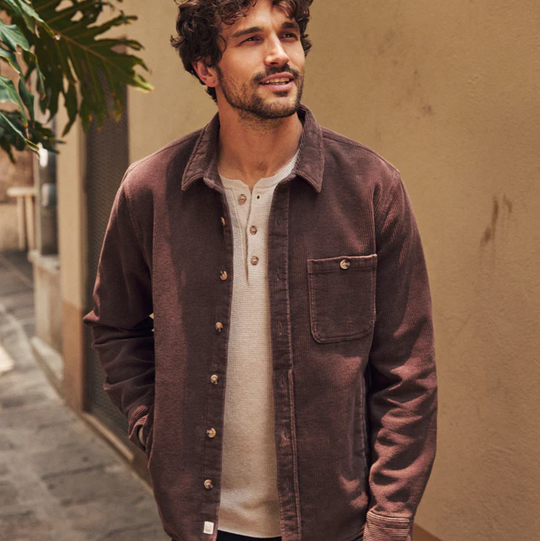 Marine Layer - Max Broken In Corduroy Overshirt - Chocolate