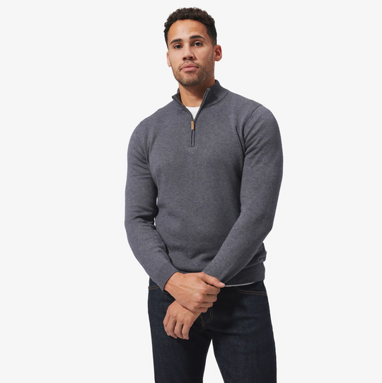 Mizzen + Main - Cassady 1/4 Zip - Magnet Gray Heather