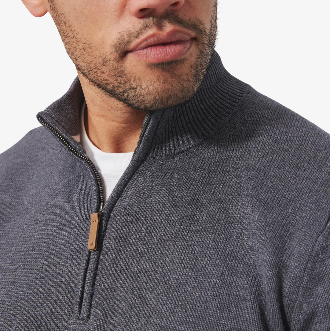 Mizzen + Main - Cassady 1/4 Zip - Magnet Gray Heather