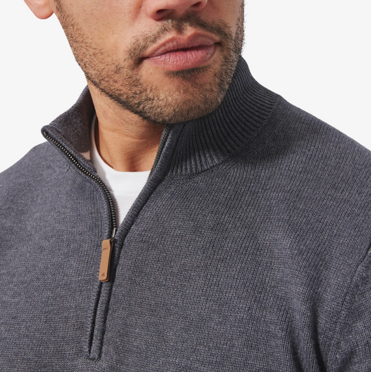 Mizzen + Main - Cassady 1/4 Zip - Magnet Gray Heather