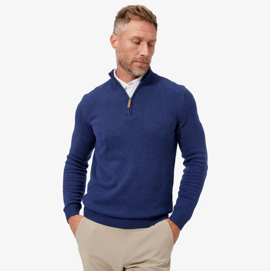 Mizzen + Main - Cassady 1/4 Zip - Medieval Blue Heather